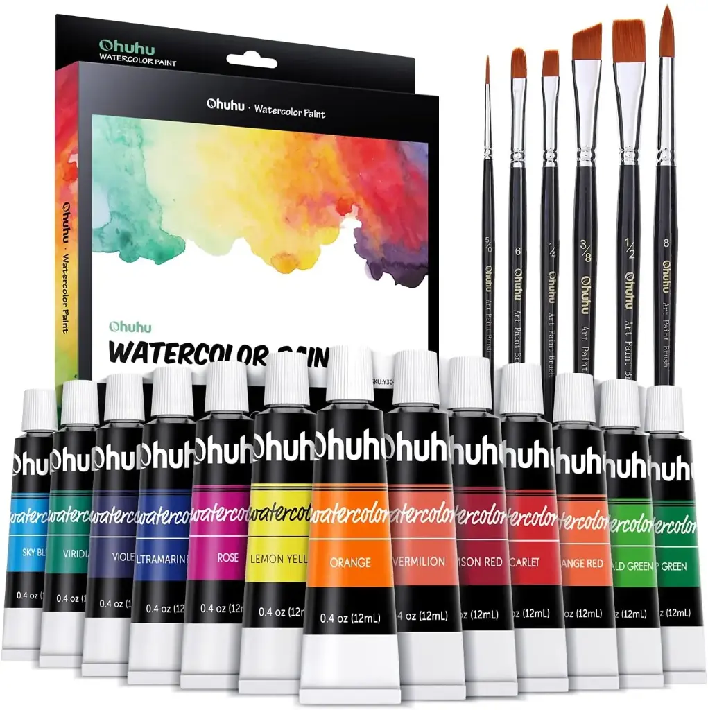 Watercolor Paint Set (24 Colors with Brush)