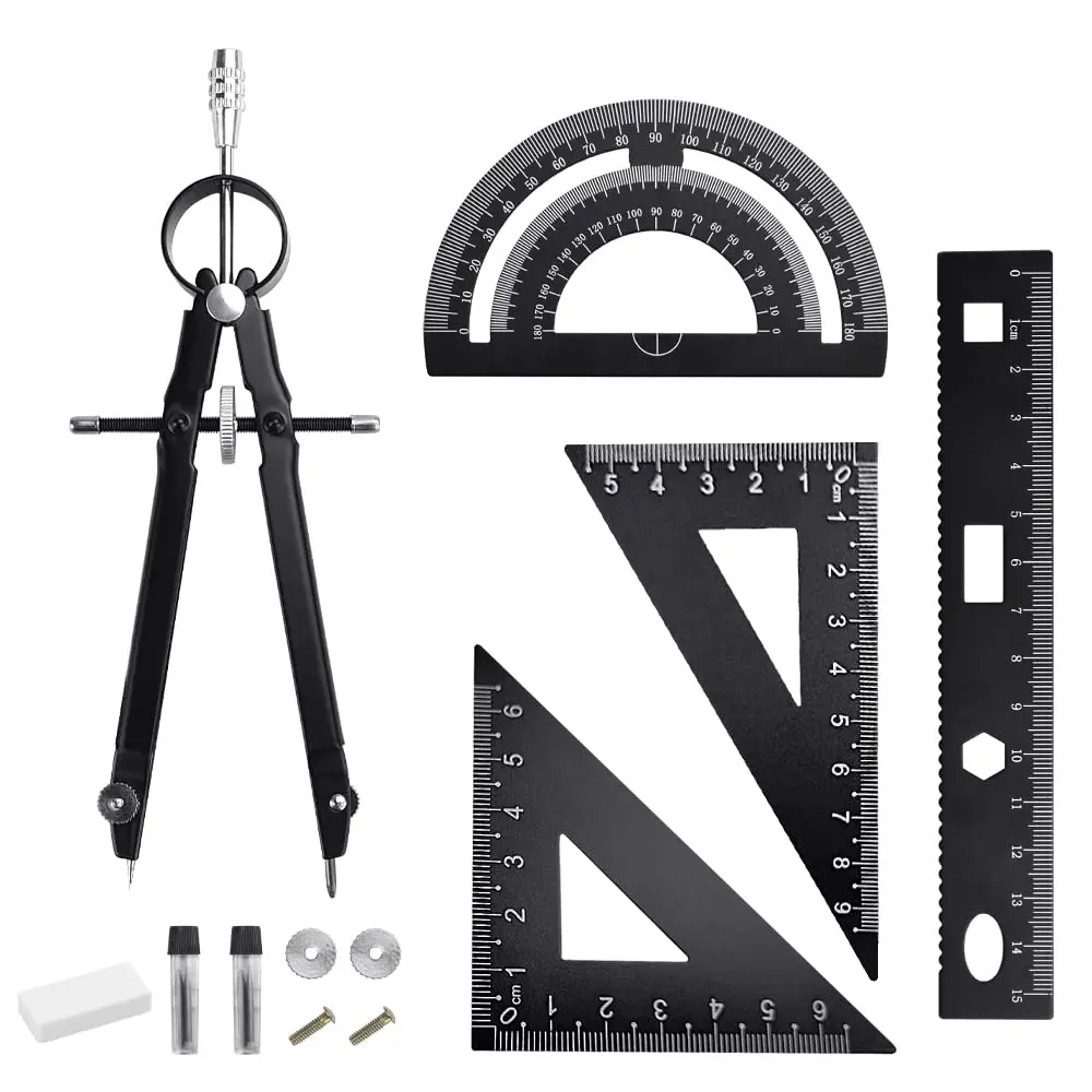 Geometry Set (6-Piece with Compass, Protractor & Ruler)