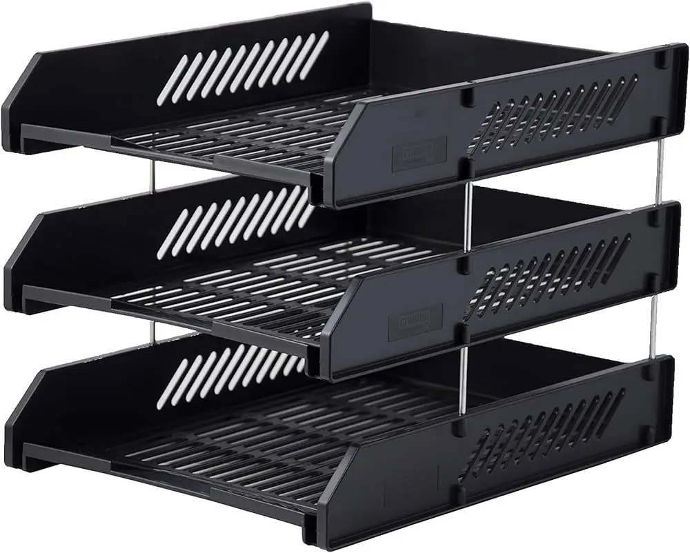 3-Tier Plastic Document Tray (Black)