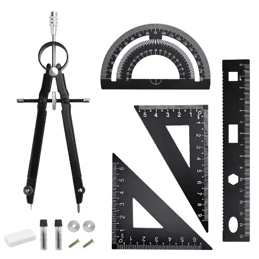 Geometry Set (6-Piece with Compass, Protractor & Ruler)