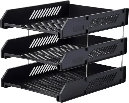 3-Tier Plastic Document Tray (Black)